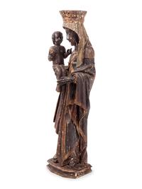 A German Baroque Painted Figural Group of the Madonna of Altötting
