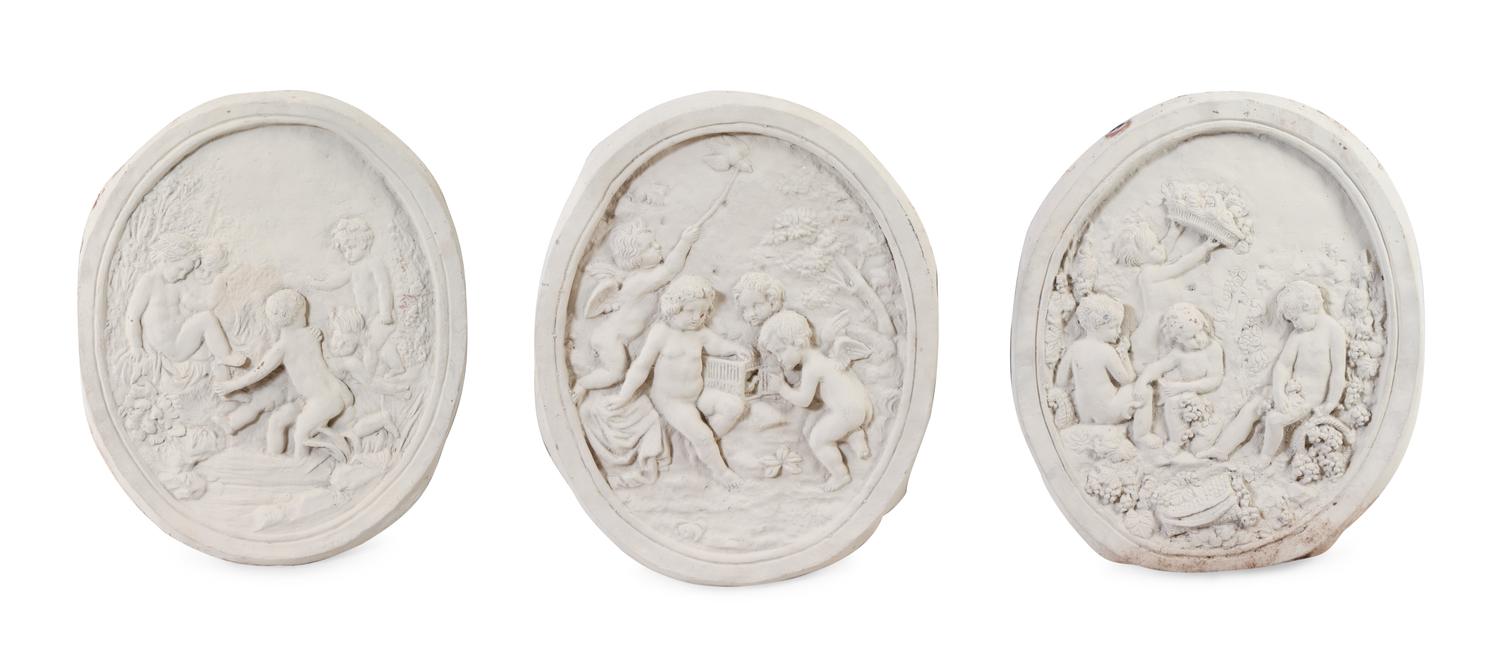 Three Louis XV Style Cast Metal and White Painted Panels