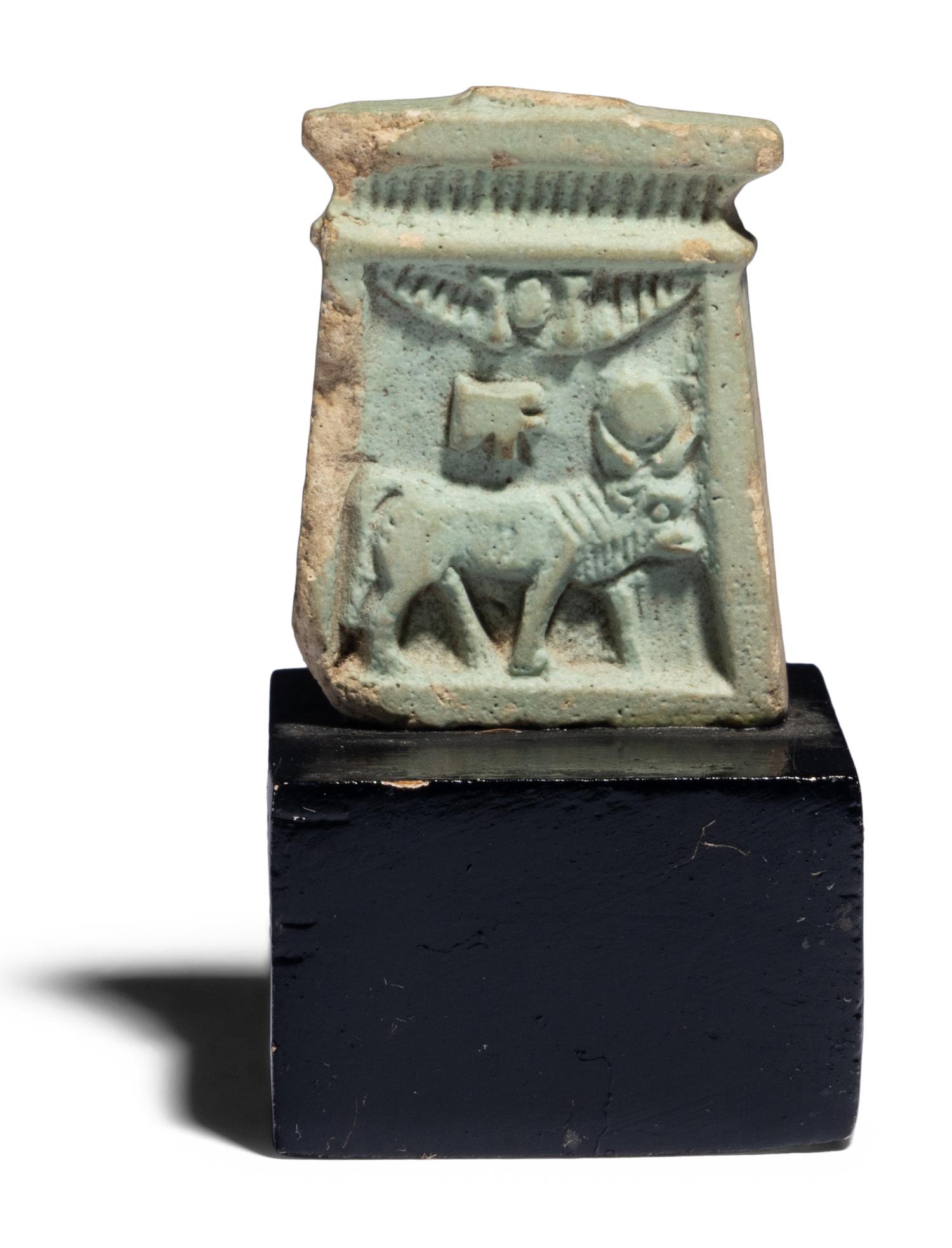 An Egyptian Faience Plaque with Apis Bull