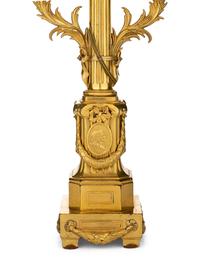 A Pair of Louis XVI Gilt Bronze Two-Light Lamps