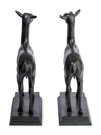 A Pair of Continental Bronze Figures of Deer