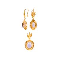 AMETHYST AND YELLOW GOLD EARRINGS AND PENDANT