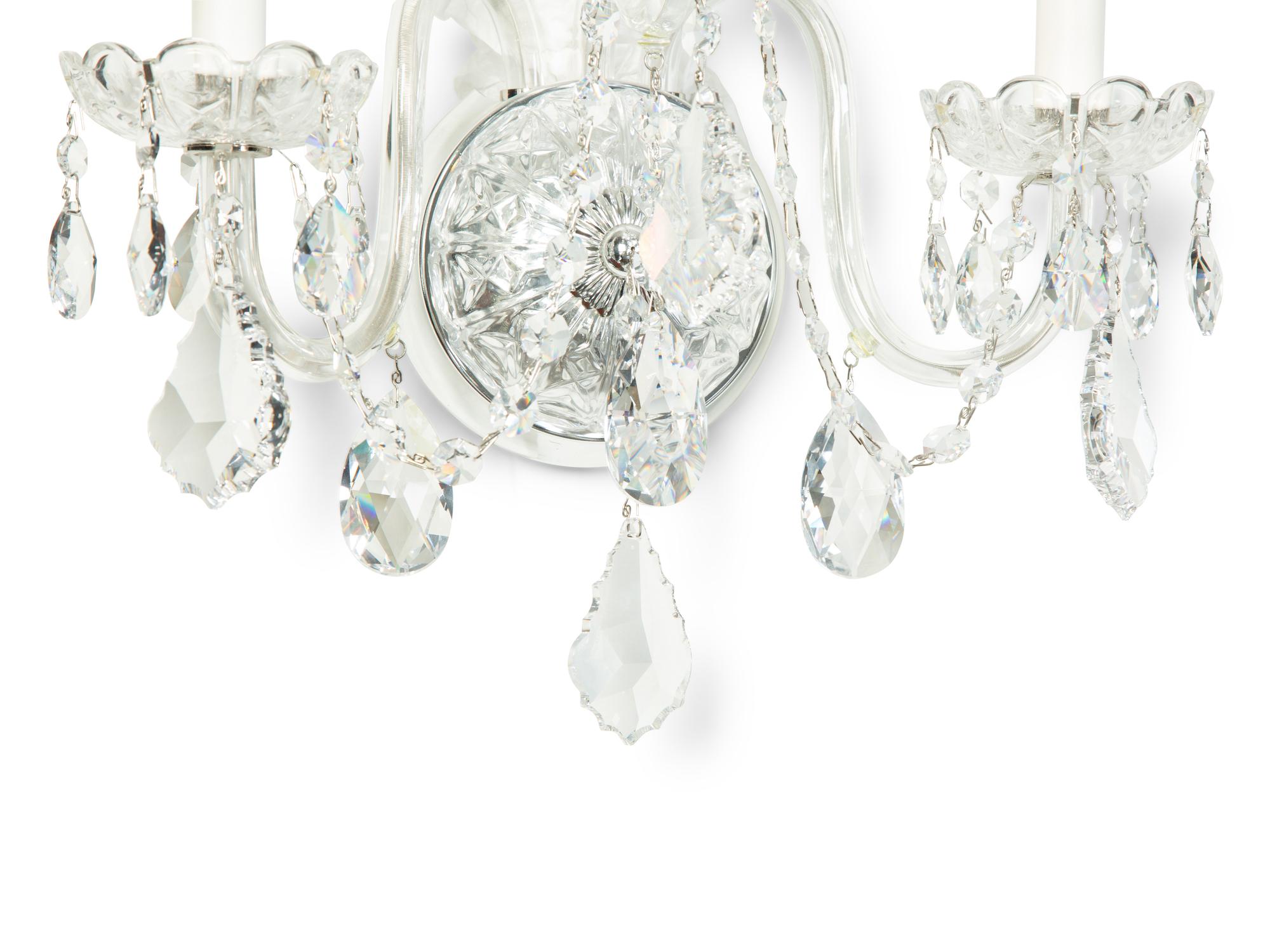 A Pair of Schonbek Cut Glass Wall Sconces — 20TH CENTURY
