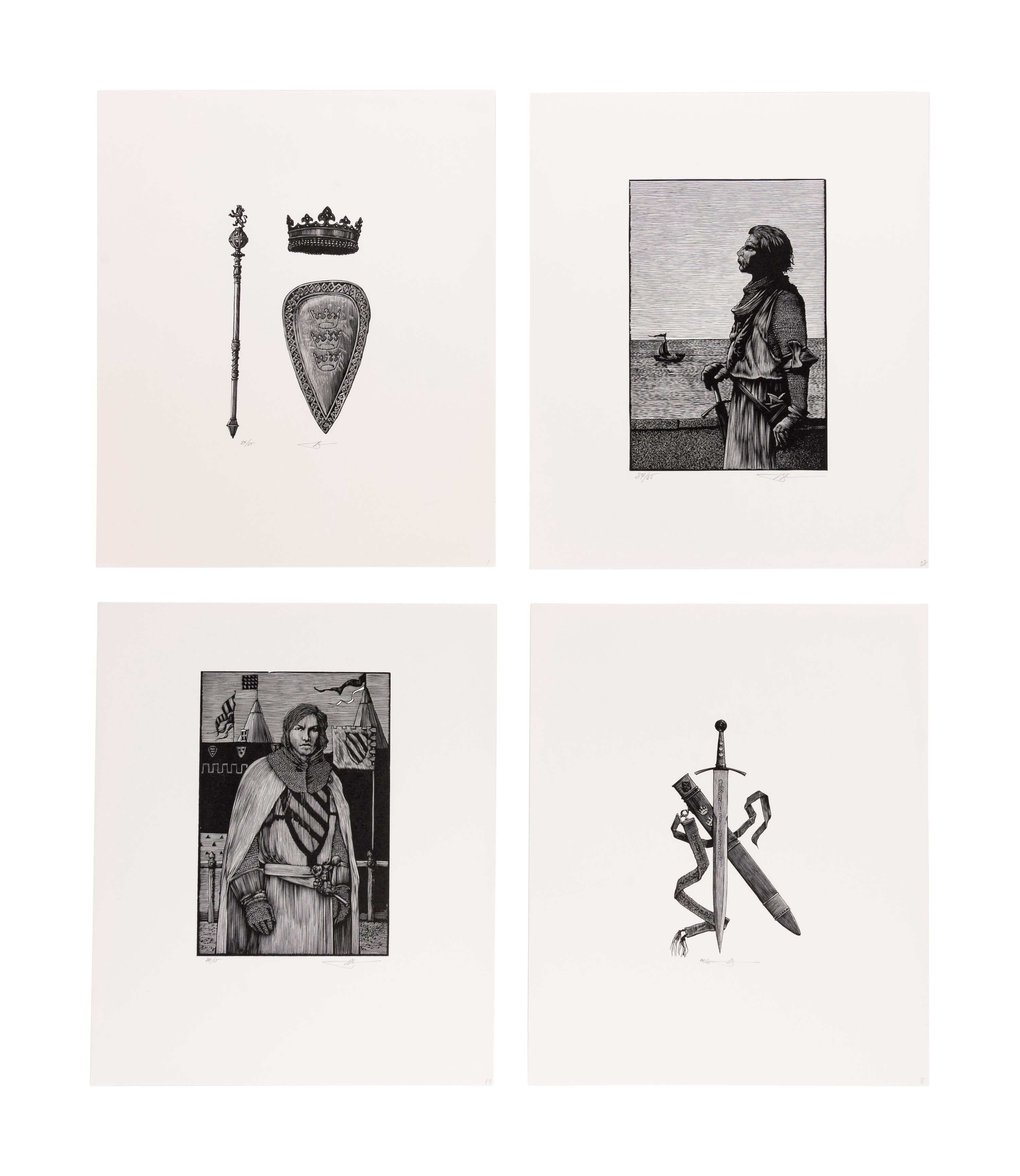 [MOSER, Barry, illustrator]. A suite of plates issued separately by Moser using his blocks from his illustrated book The Fall of Camelot (Enchanted World Series), New York: Time-Life Books, 1986.