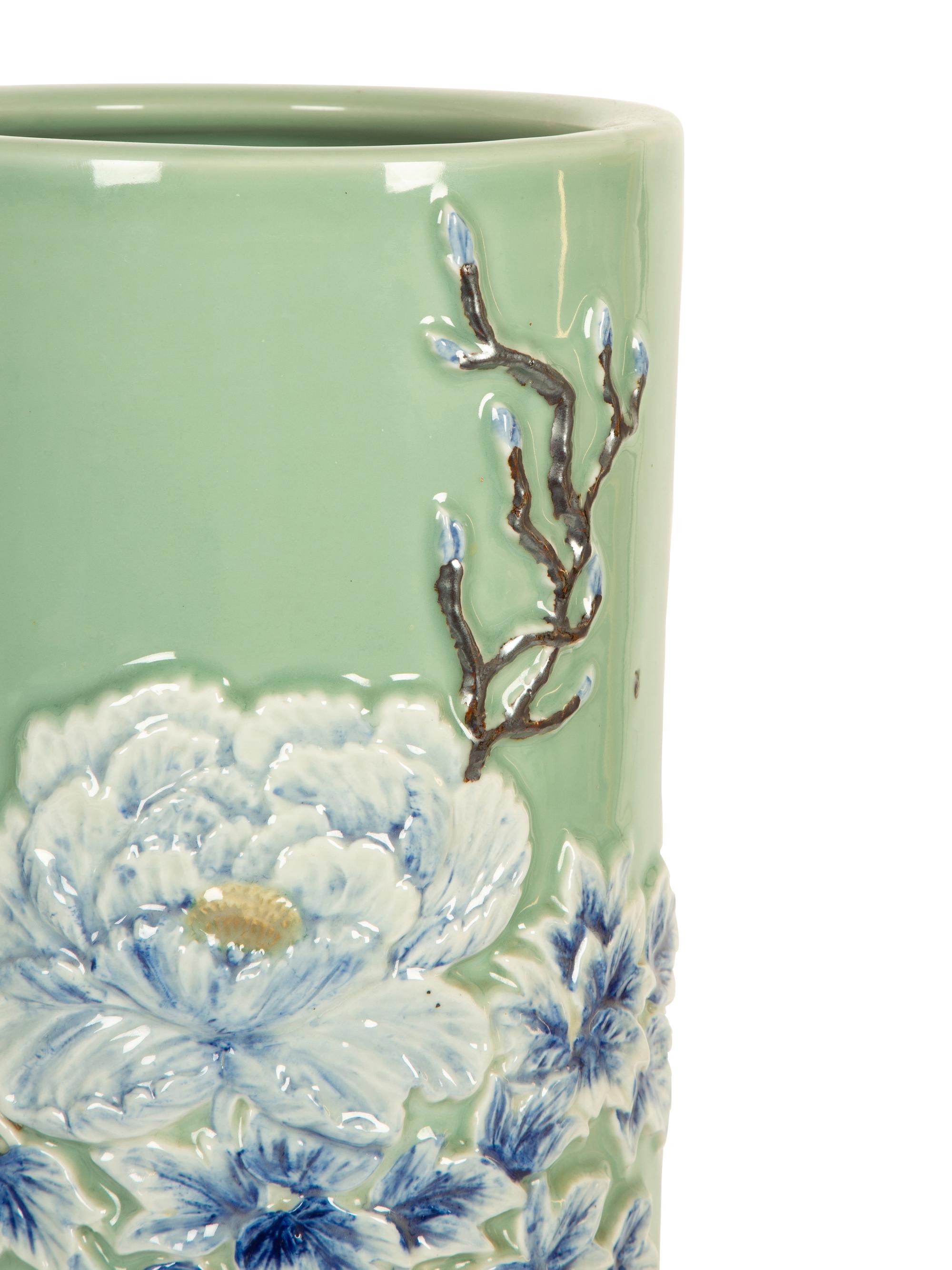 A Chinese Celadon Glazed Porcelain Umbrella Stand