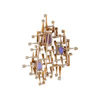 GÜBELIN, MODERNIST, YELLOW GOLD, FANCY SAPPHIRE AND DIAMOND '1001 NACHT' BROOCH
