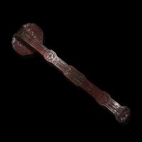 A Chinese Amber Glass-Inset Carved Wood Ruyi Scepter and Stand, with Three Photo Albums, Late 19th-Early 20th Century — 清晚期 紅木雕花三鑲琥珀料如意及相冊三簿