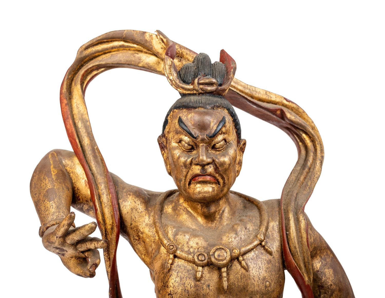 A Pair of Chinese Gilt Lacquered Wood Figures of Guardians