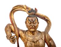 A Pair of Chinese Gilt Lacquered Wood Figures of Guardians