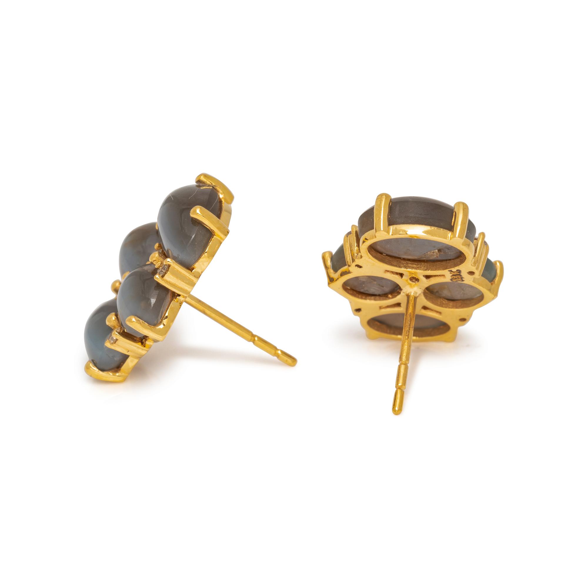 CAT'S EYE CHRYSOBERYL AND DIAMOND EARRINGS