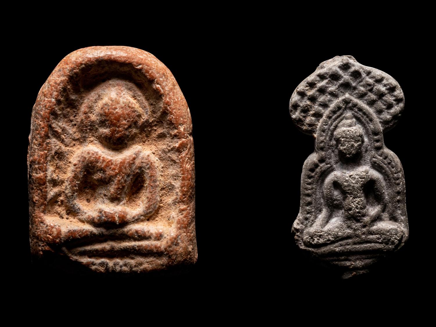 A Pair of Southeast Asian Metal-Ware Devotional Buddha Figures