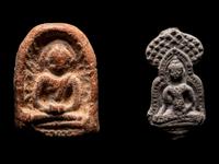 A Pair of Southeast Asian Metal-Ware Devotional Buddha Figures