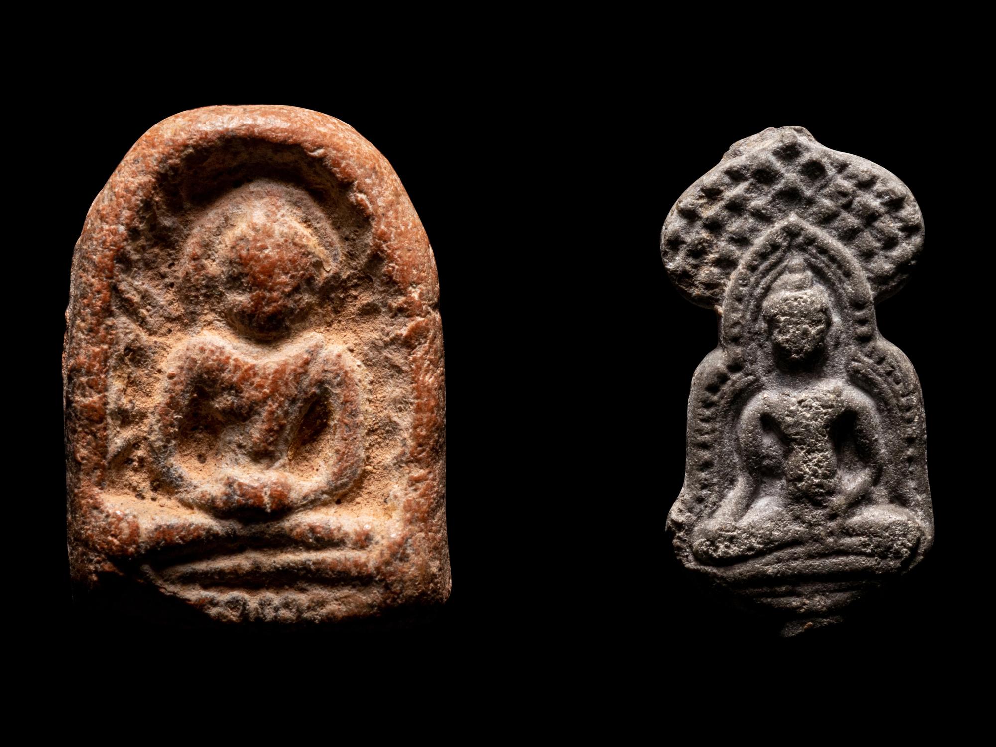 A Pair of Southeast Asian Metal-Ware Devotional Buddha Figures