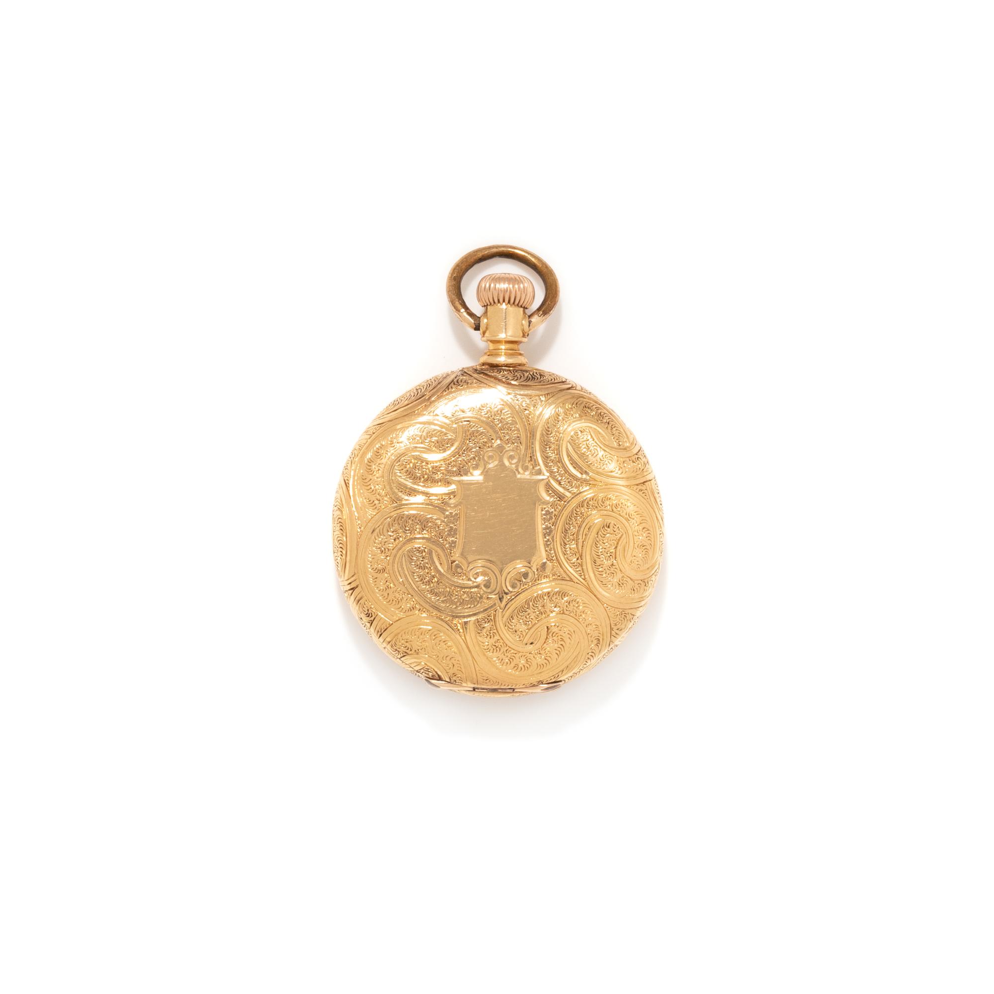 WALTHAM, 18K YELLOW GOLD HUNTER CASE POCKET WATCH