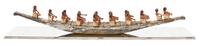 An Egyptian Gesso Painted Model of a Funerary Boat, Width 49 1/2 inches.