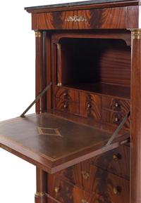 An Empire Style Mahogany Marble-Top Secrétaire à Abattant