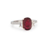 BURMESE RUBY, DIAMOND, AND WHITE GOLD RING