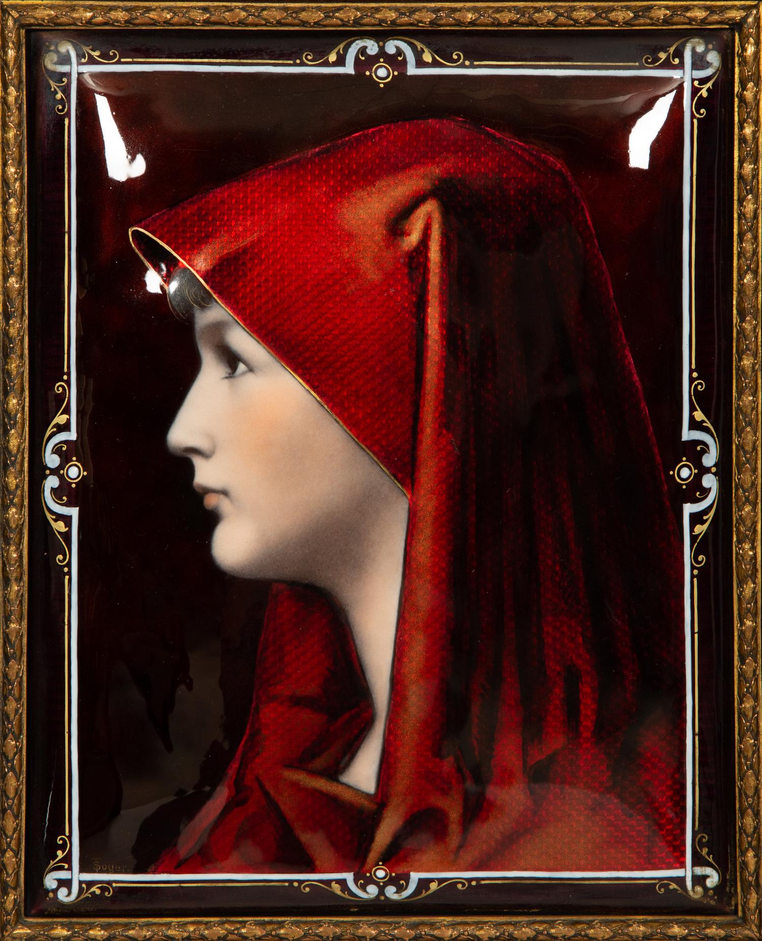 A Limoges Enameled Copper Plaque After Jean-Jacques Henner