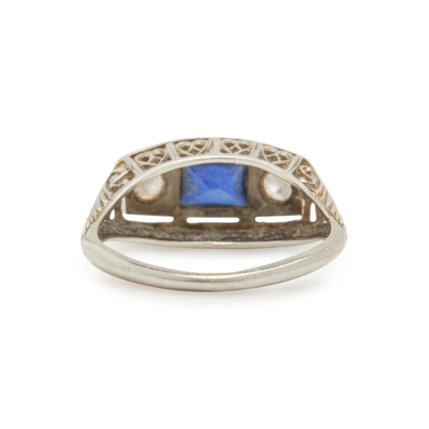 SYNTHETIC SAPPHIRE AND DIAMOND RING