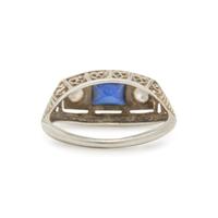 SYNTHETIC SAPPHIRE AND DIAMOND RING