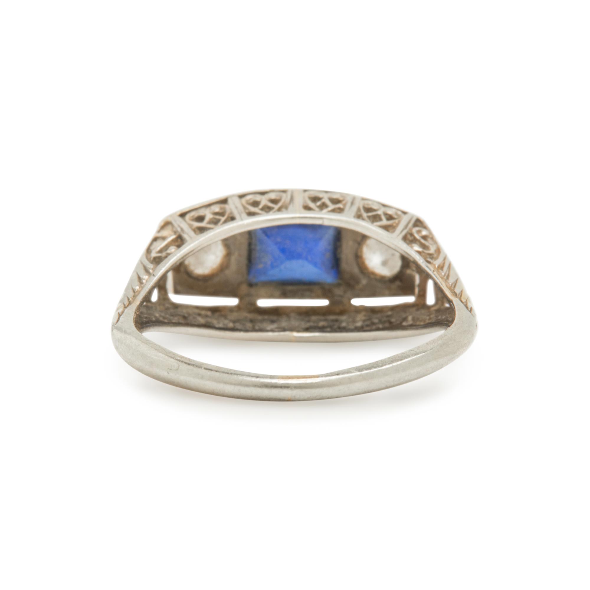 SYNTHETIC SAPPHIRE AND DIAMOND RING