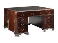 A George III Carved Mahogany Partners Desk