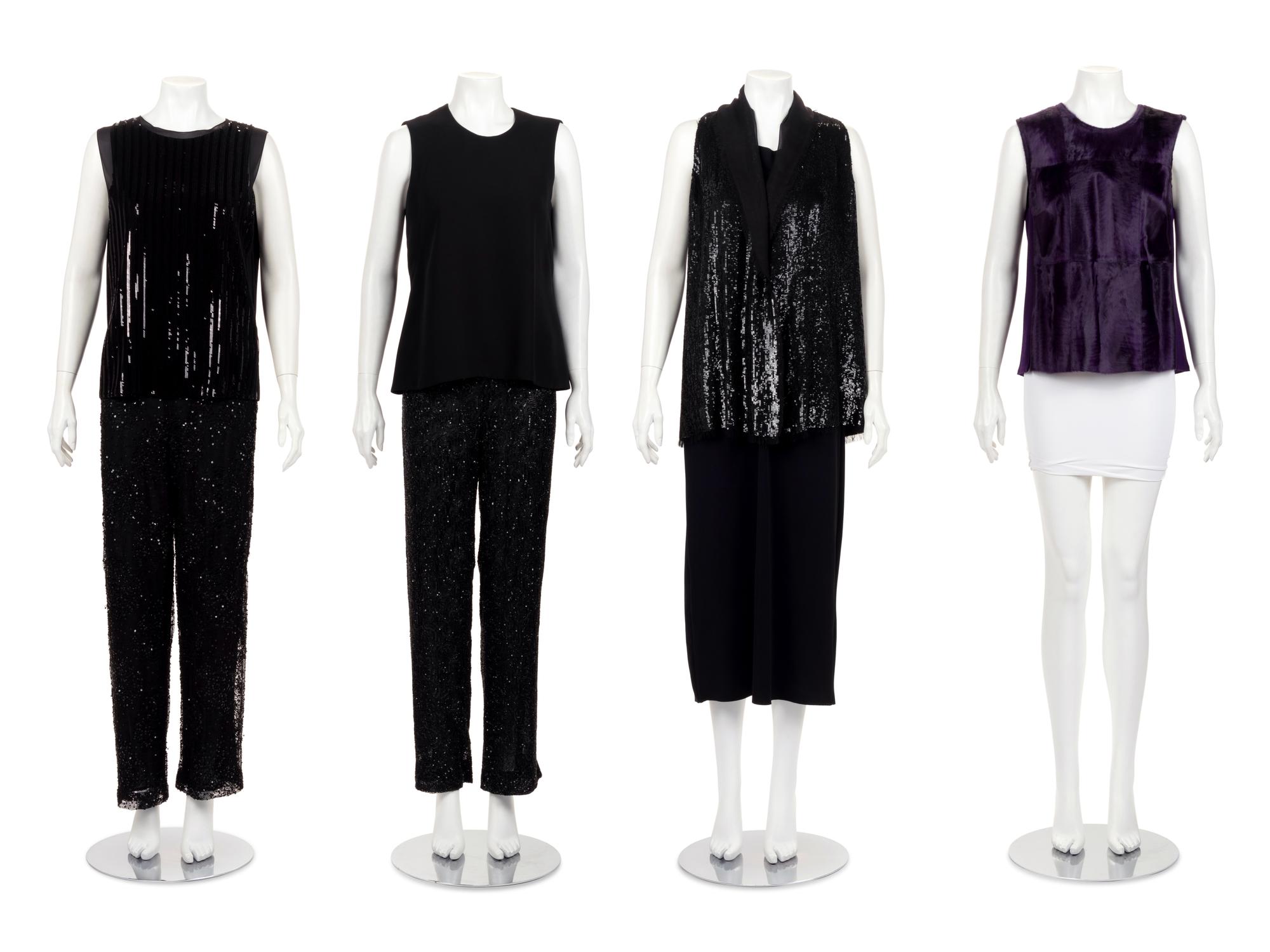 Four Sleeveless Tops and Two Sequined Pants: One Akris, One Giorgio Armani, One Unlabeled and Three Ralph Rucci