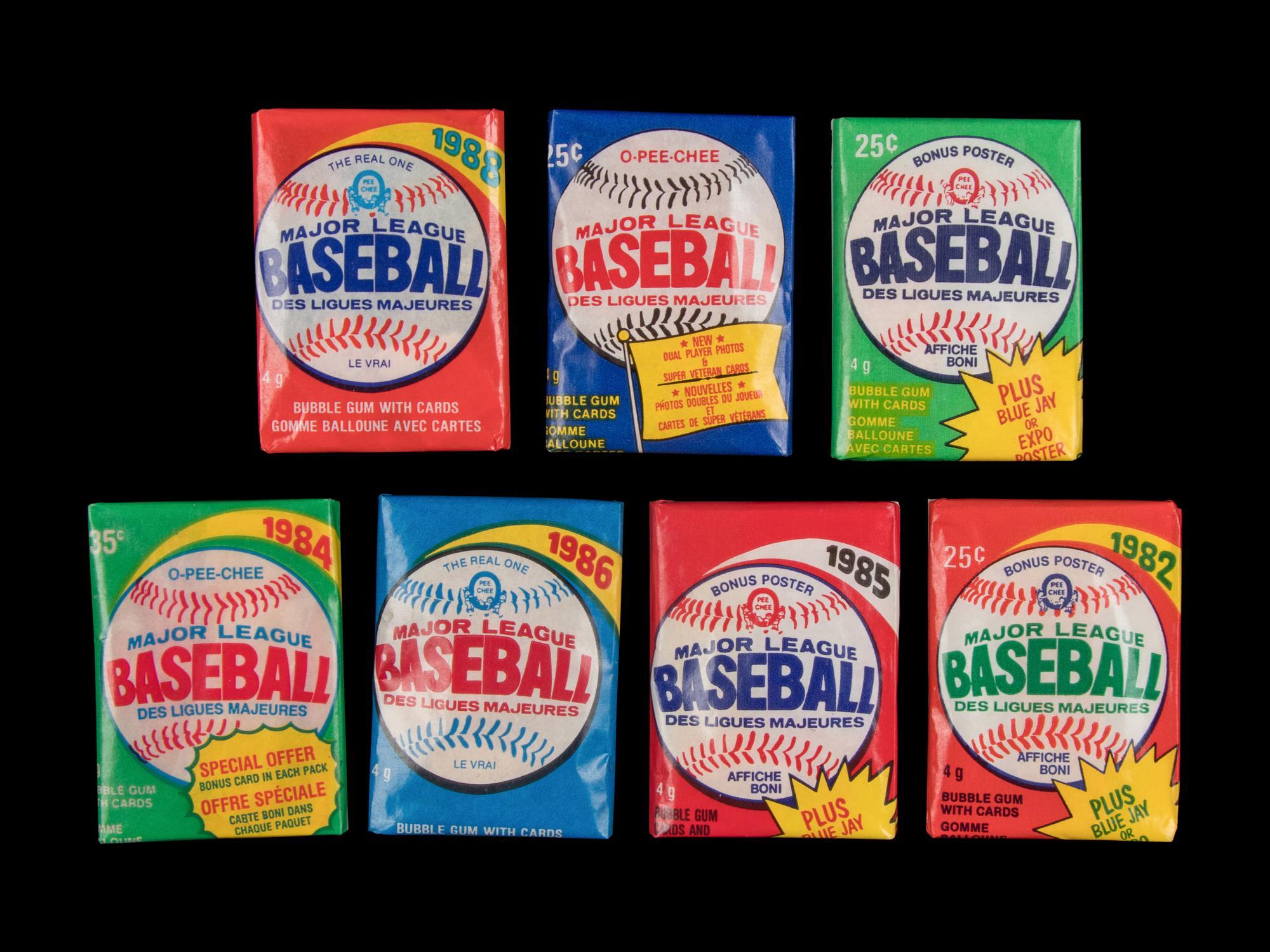 A Group of Sealed Unopened 1980s O-Pee-Chee Baseball Wax Packs