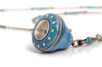 A Silver and Enamel Pendant Watch Necklace,