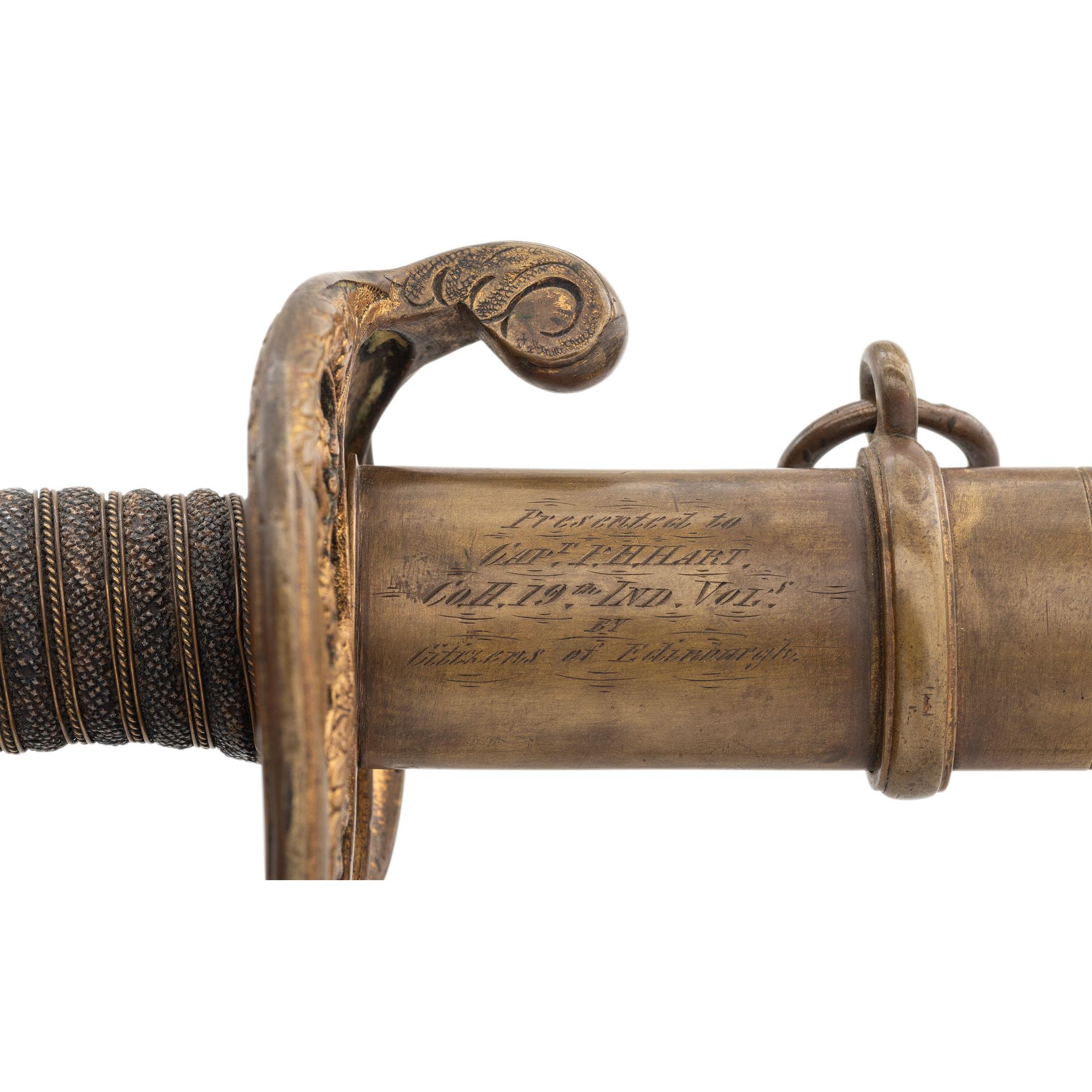 Model 1850 Foot Officer Sword of Capt. Patrick Hart - 19th Indiana - Wounded and Captured at Gettysburg