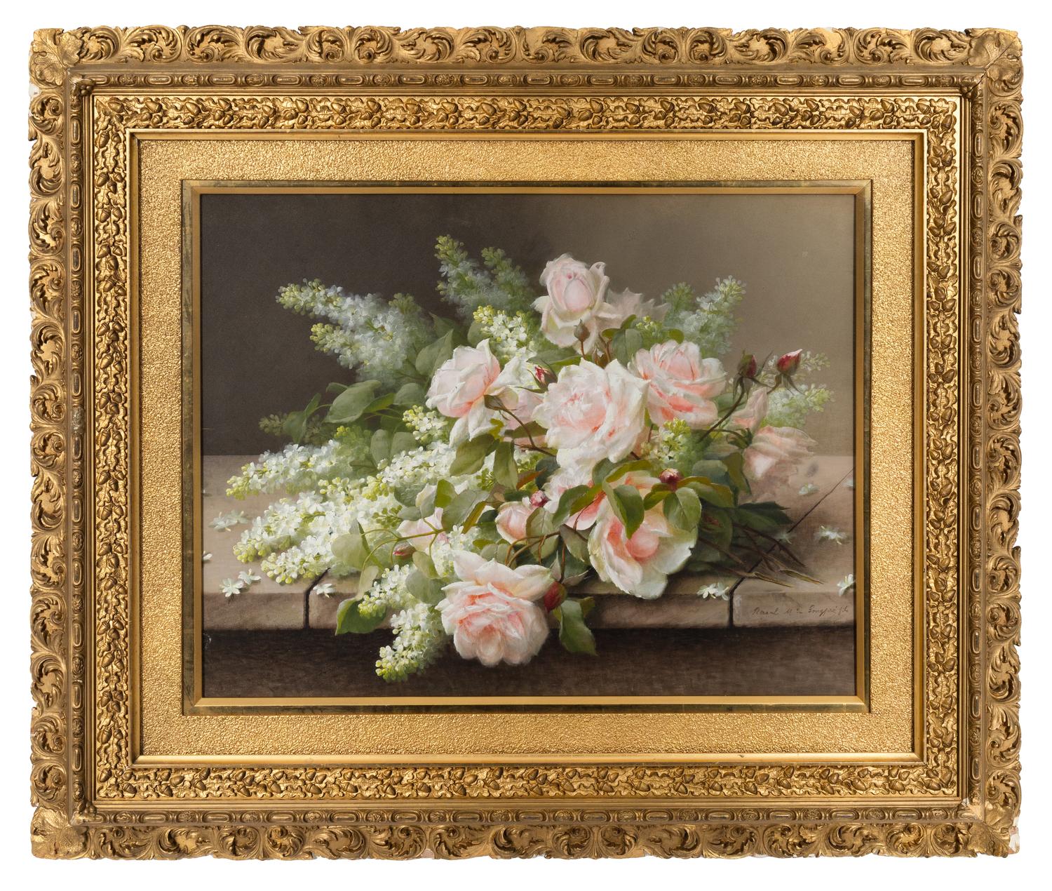 White Lilacs and Pink Roses