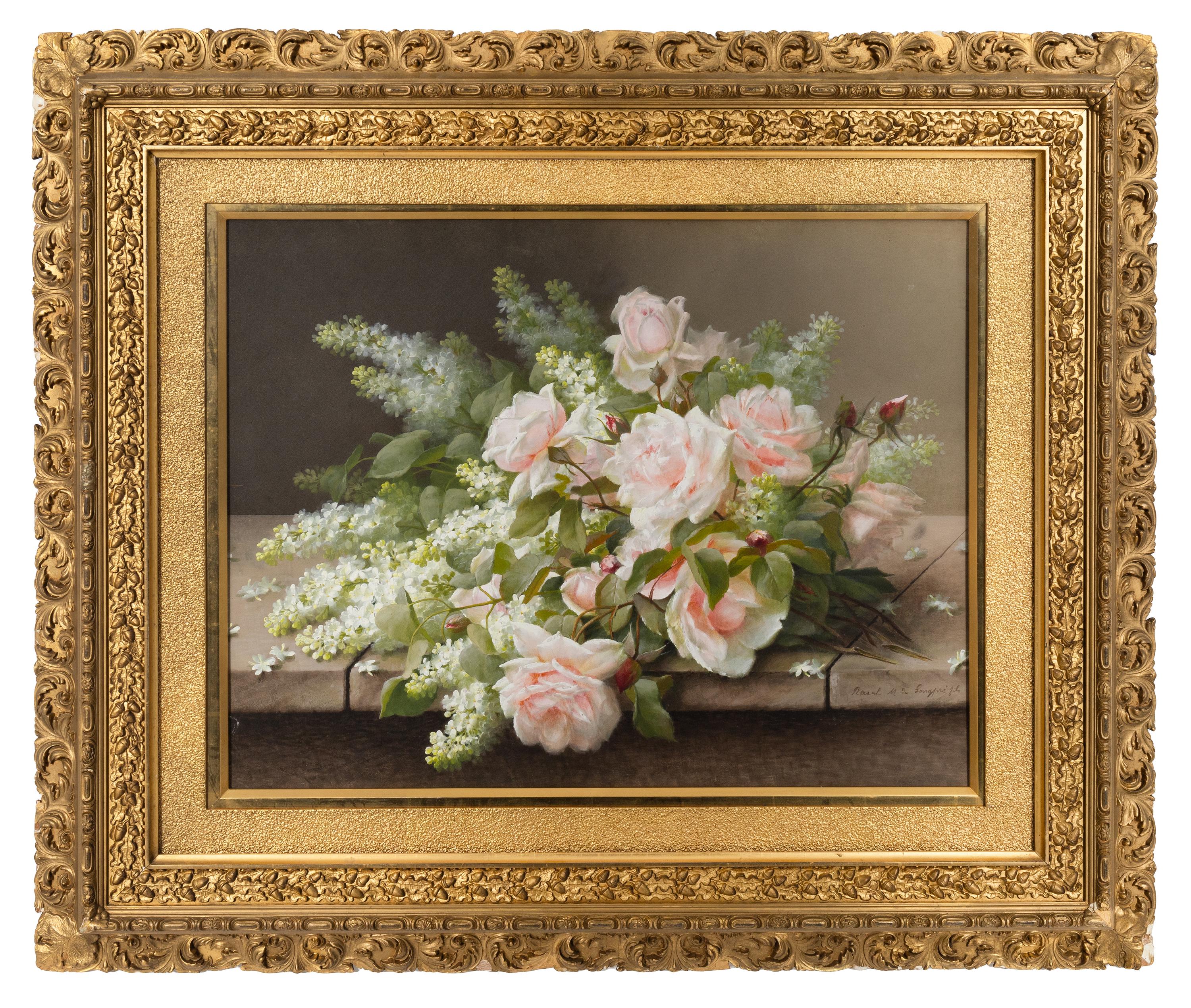 White Lilacs and Pink Roses