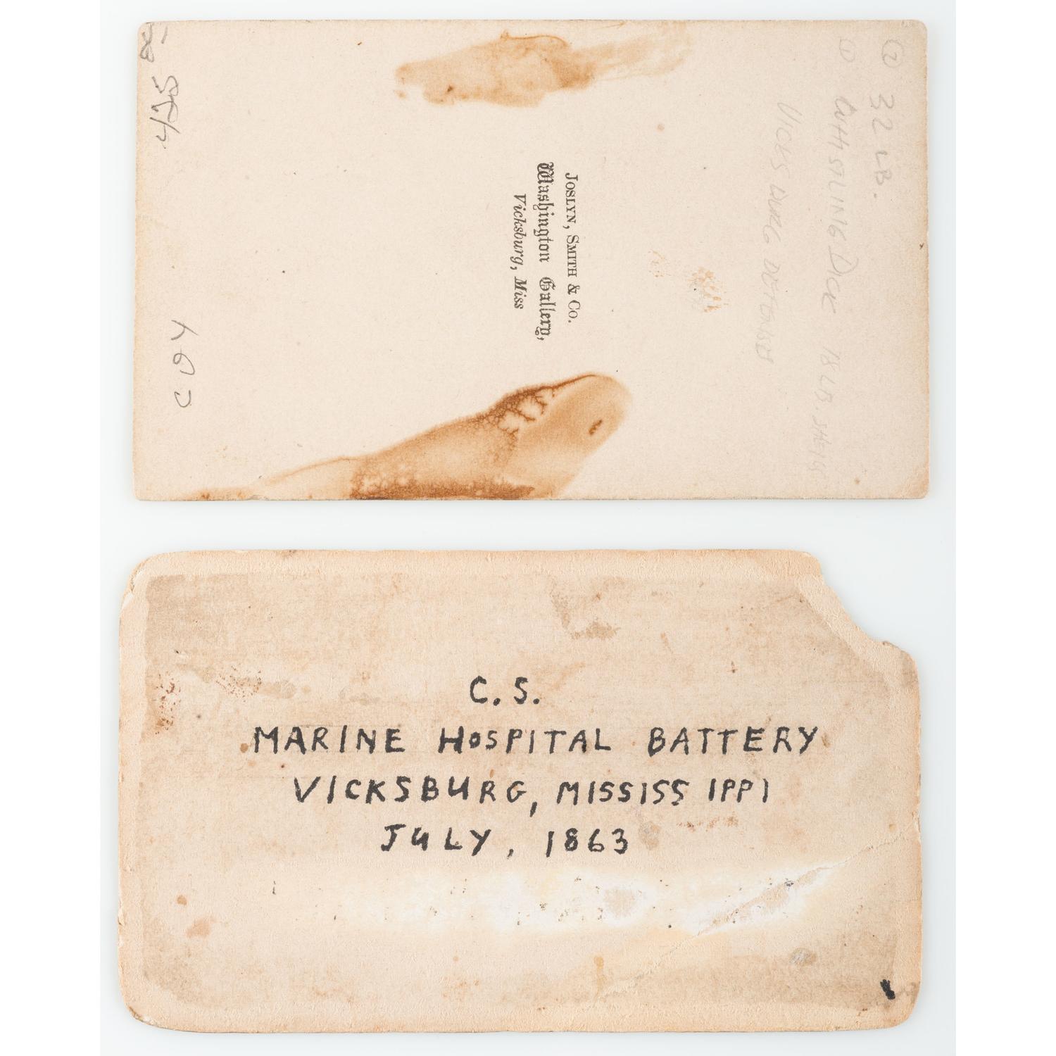 Two Civil War CDVs of Union and Confederate Batteries at Vicksburg, MS
