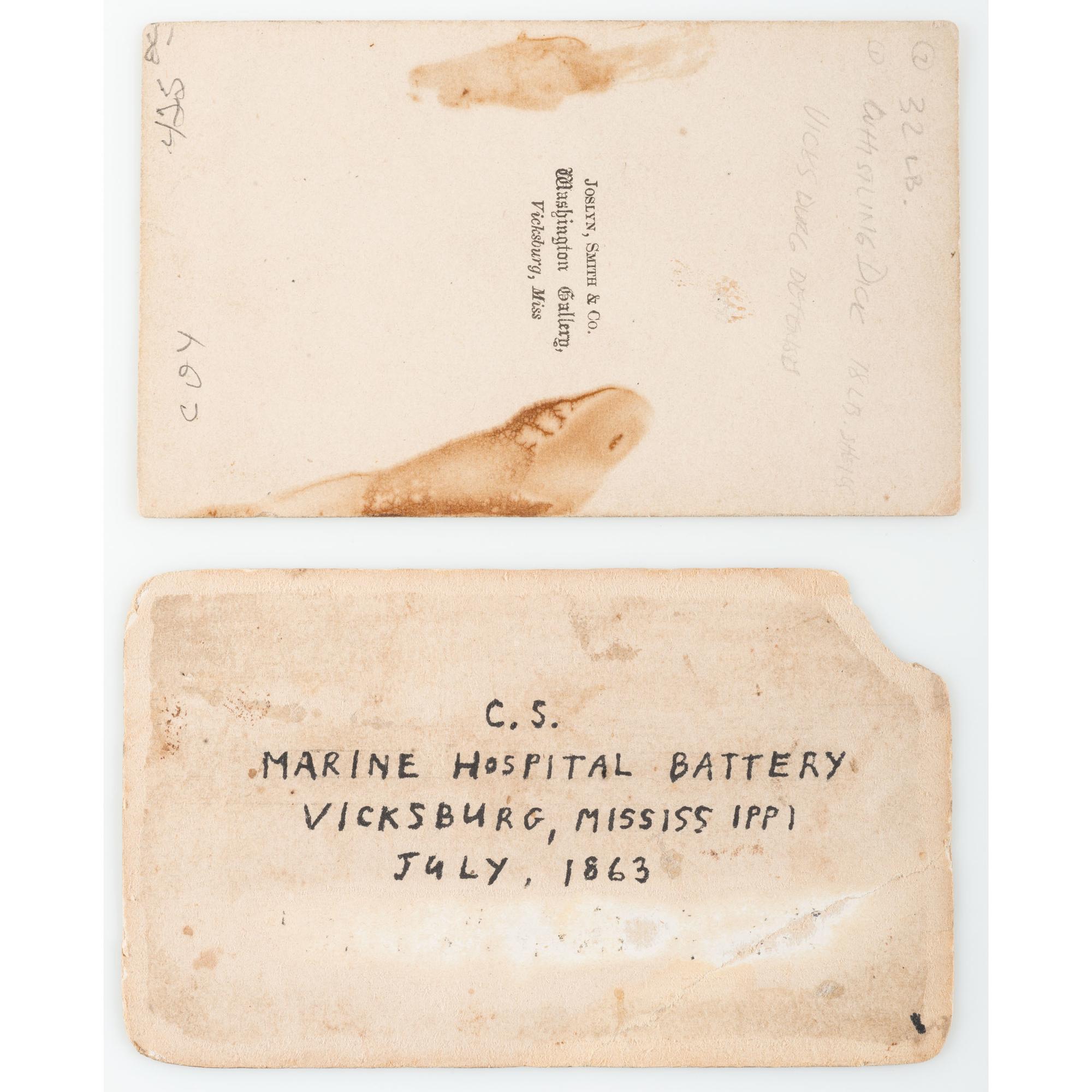 Two Civil War CDVs of Union and Confederate Batteries at Vicksburg, MS