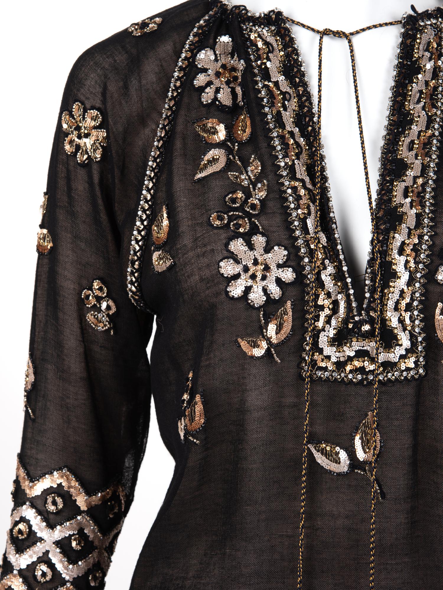 Yves Saint Laurent Haute Couture Embellished Silk Top, 1970-2000s