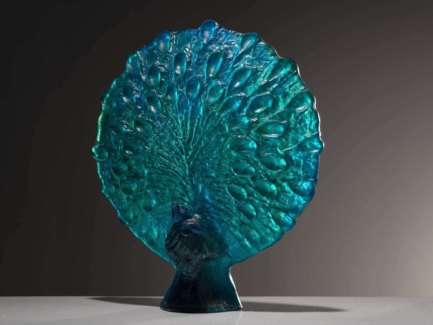 A Daum Pâte de Verre Peacock