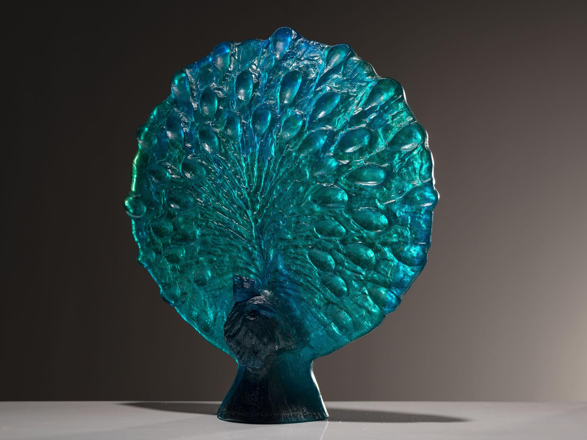 A Daum Pâte de Verre Peacock