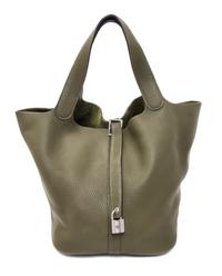 An Hermes Vert Veronese Taurillon Clemence Picotin Lock GM Handbag, 10.5" x 10.5" x 8.5".