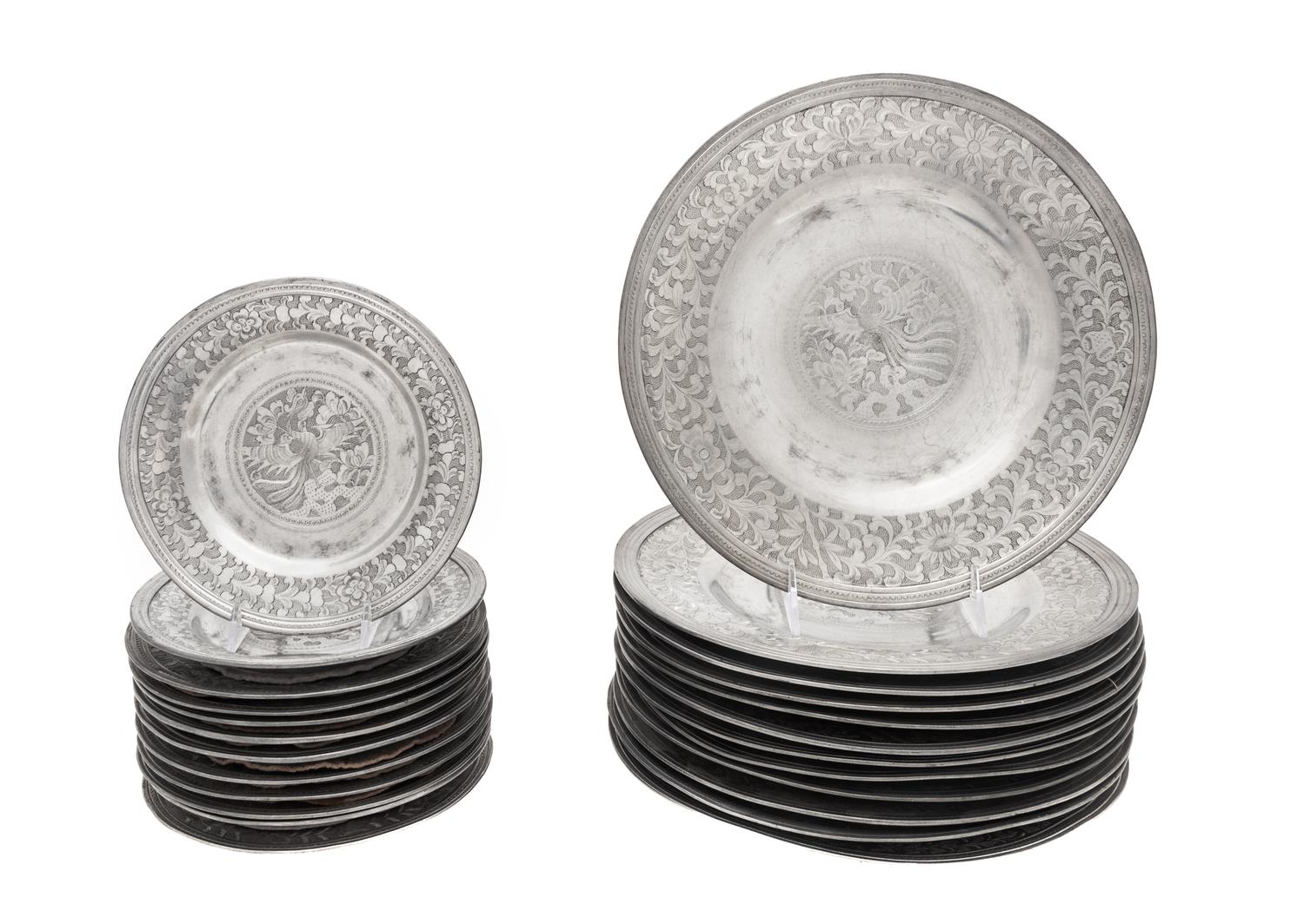 A Set of Chinese Metal Dinnerware Articles