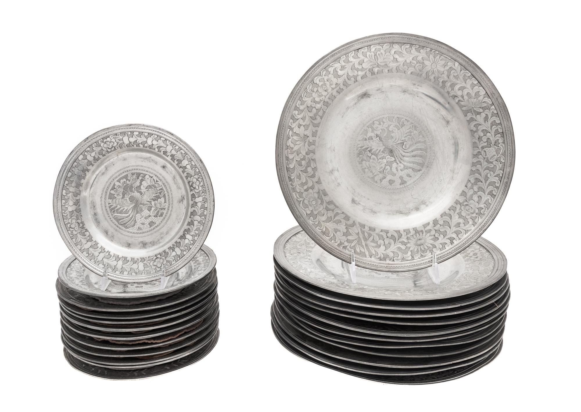 A Set of Chinese Metal Dinnerware Articles