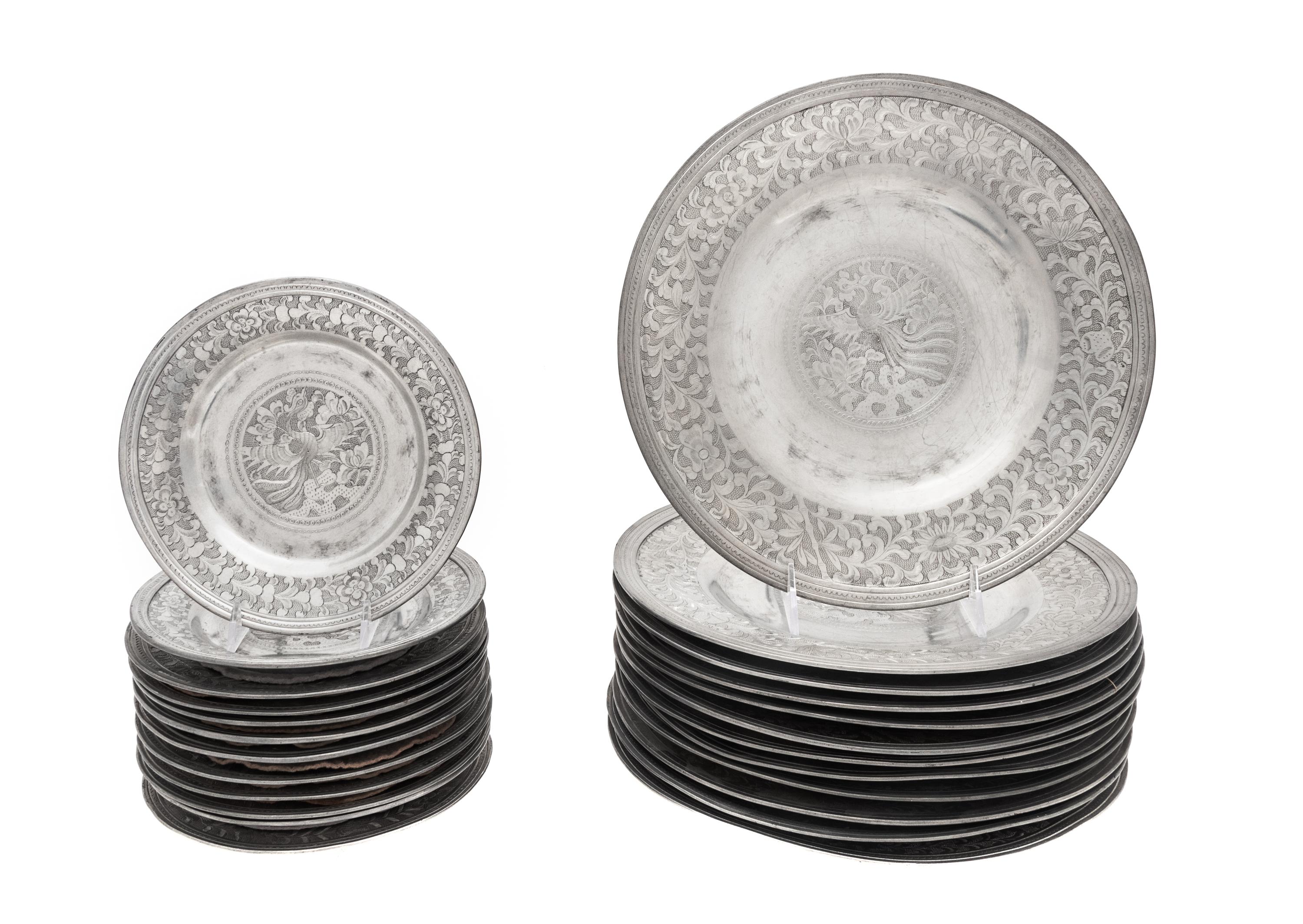 A Set of Chinese Metal Dinnerware Articles