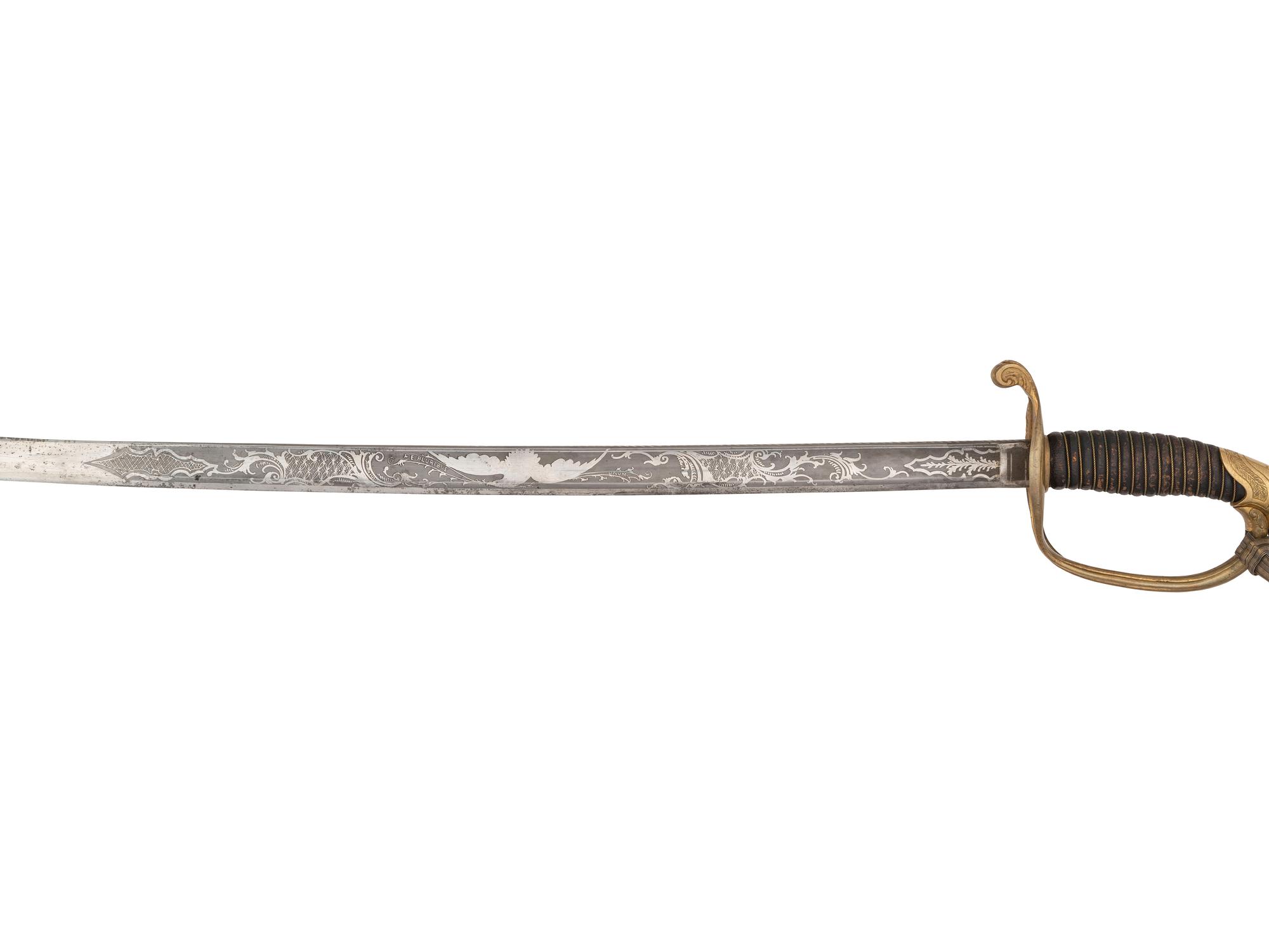 Gettysburg casualty Lieutenant W.H. Hamilton, Company I, 14th Vermont Infantry, Model 1850 foot officer's presentation sword.