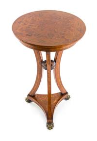A Continental Marquetry Table Height 30 x diameter of top 17 1/2 inches. — LATE 19TH CENTURY