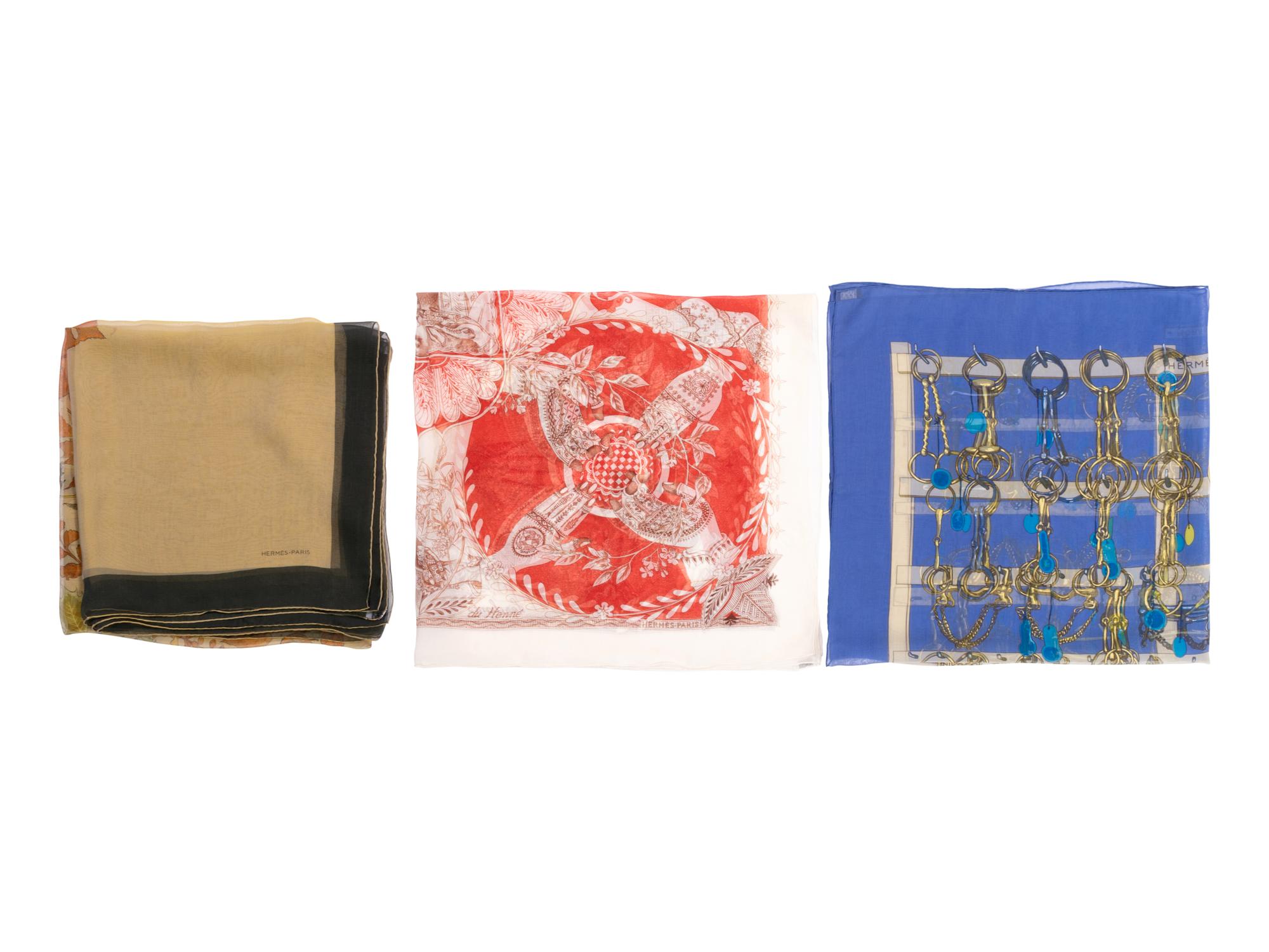 Three Hermès Silk Chiffon Scarves