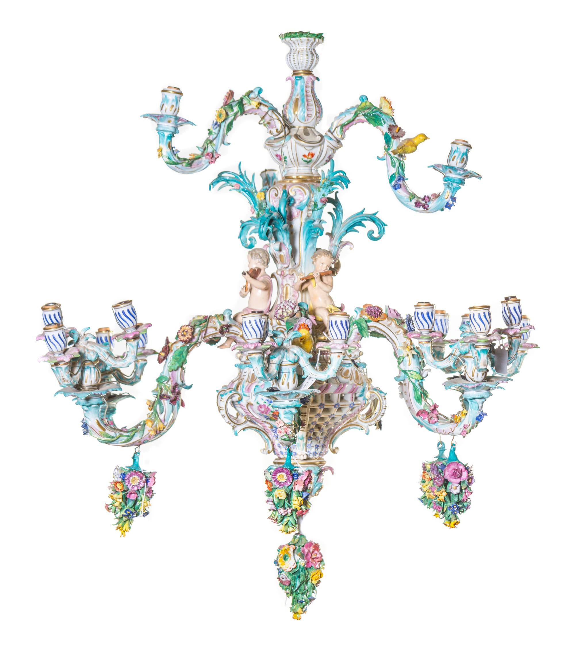 A Meissen Porcelain Twenty-Four Light Chandelier