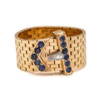 BICOLOR GOLD, SAPPHIRE, AND DIAMOND BUCKLE RING