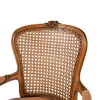 A Pair of Louis XV Style Nubuck Upholstered and Caned Fauteuils