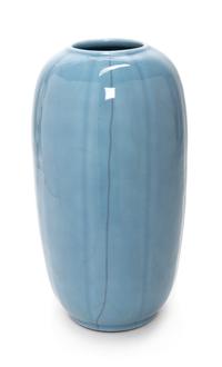 A Guan- Type Porcelain Melon-Form Vase Height 14 1/4 inches. — 19TH CENTURY