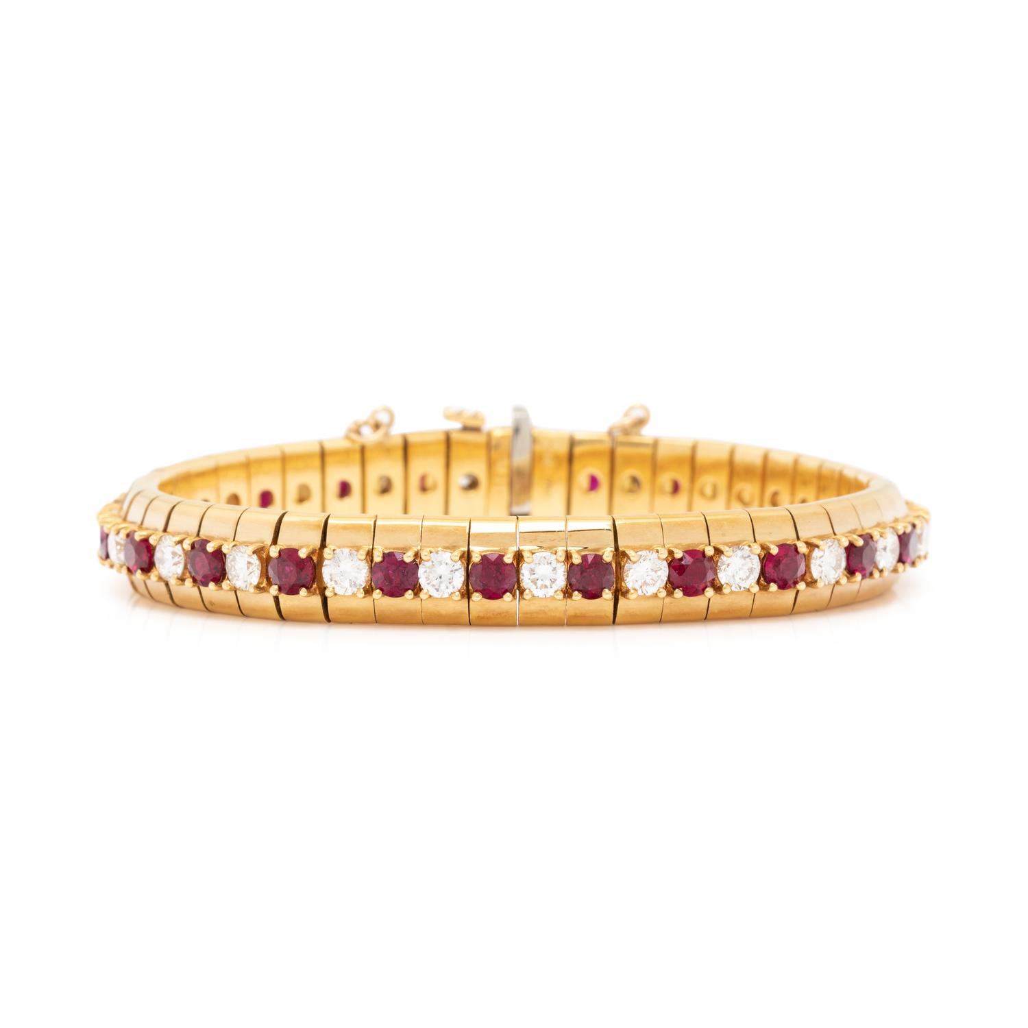 YELLOW GOLD, RUBY AND DIAMOND BRACELET