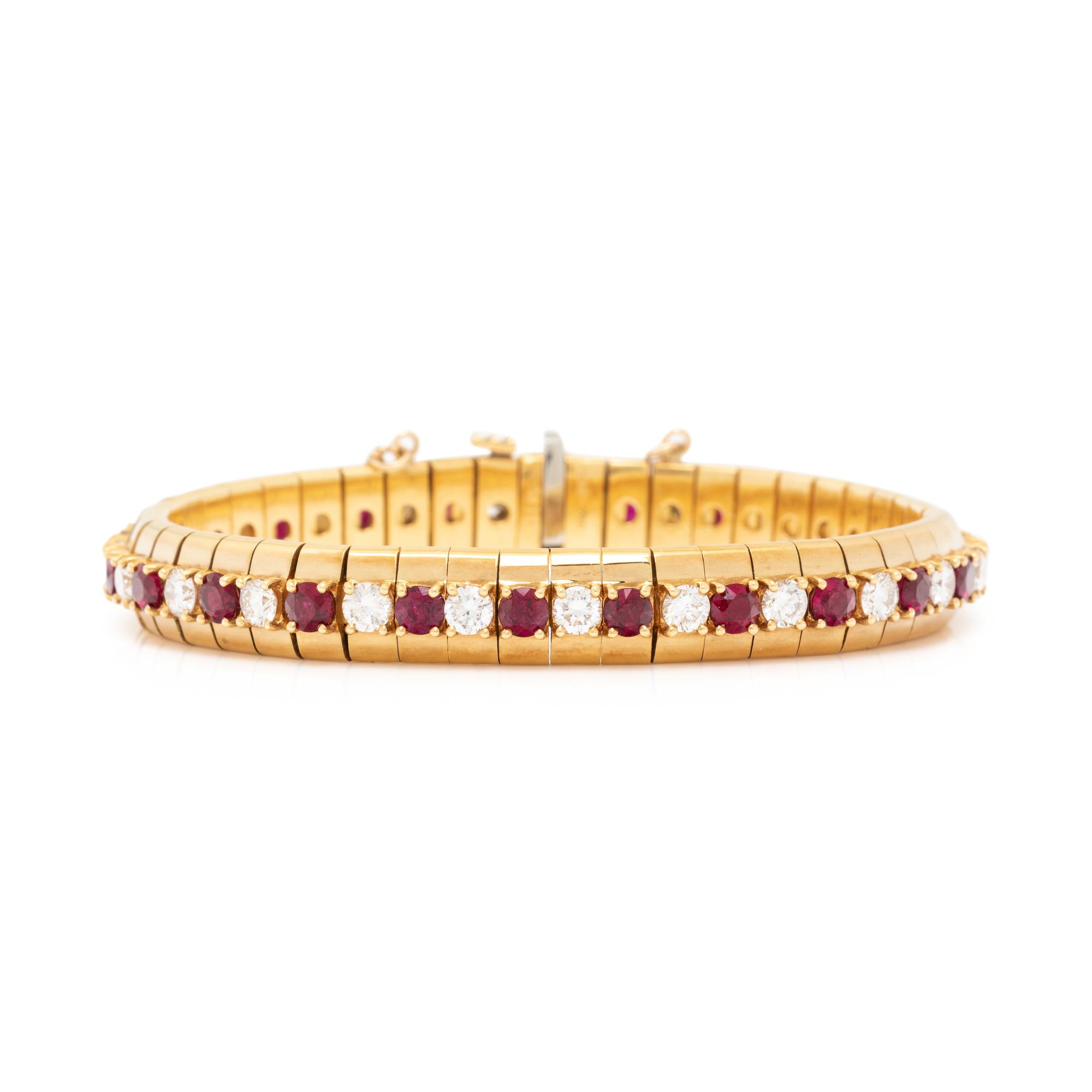YELLOW GOLD, RUBY AND DIAMOND BRACELET